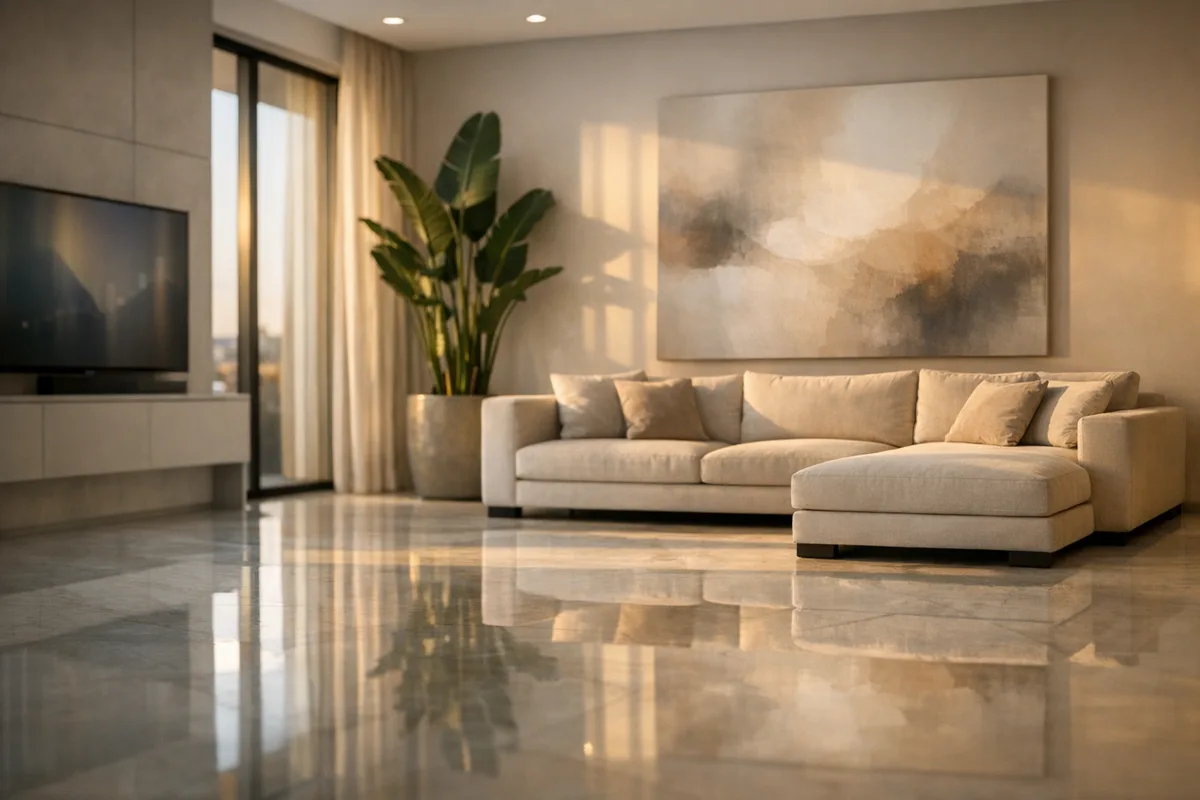 ליטוש מרצפות מחיר - בית מודרני עם רצפה מלוטשת