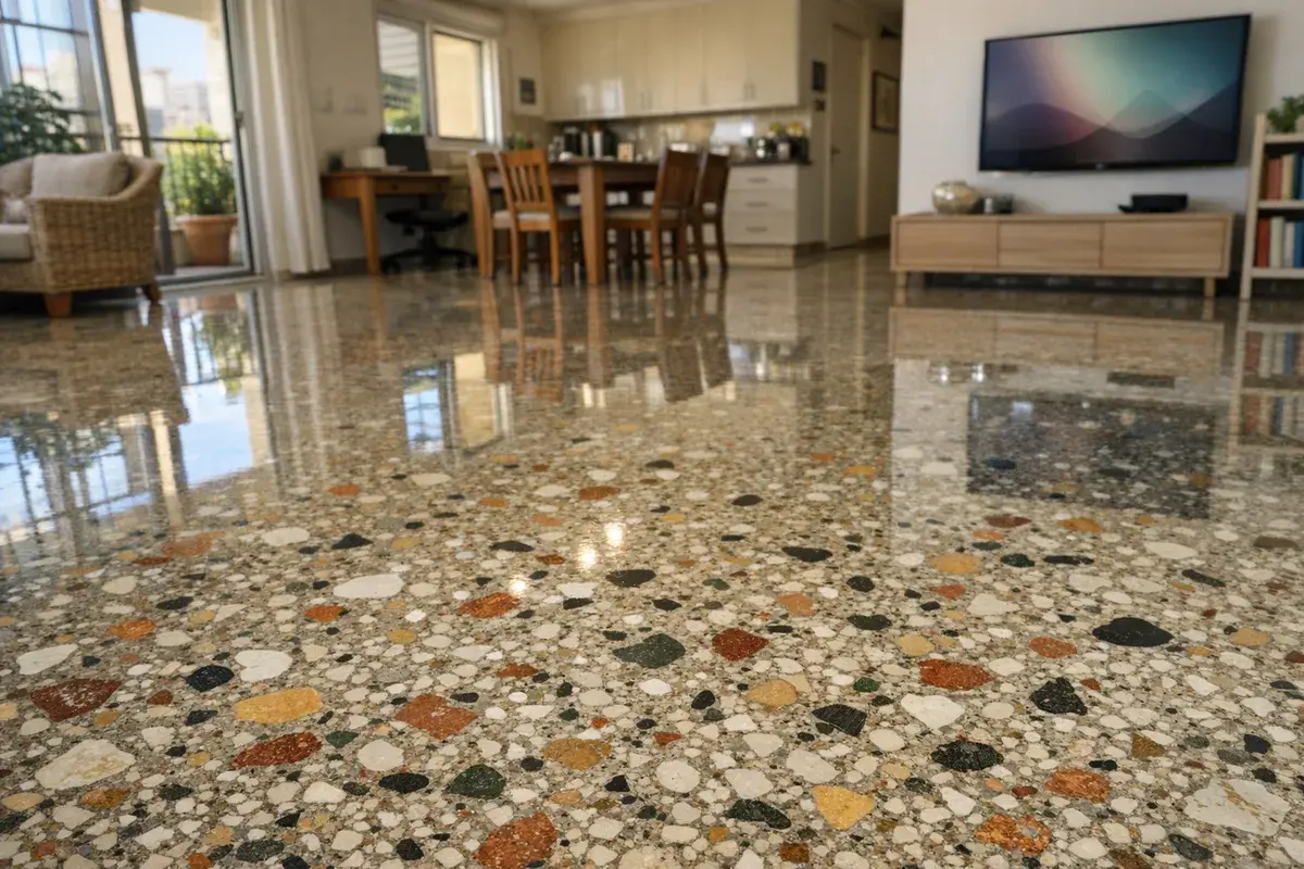 ליטוש טרצו אחרי - רצפת טרצו חיה וצבעונית