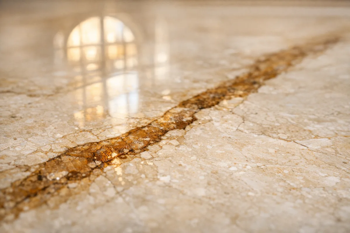 צילום מקרוב של אבן מלוטשת עם ברק עמוק