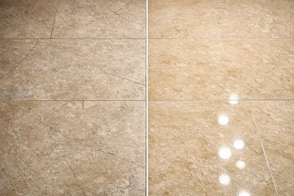 לפני ואחרי ליטוש שיש, השוואת הבדל